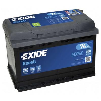 Exide Excell EB740 akkumulátor, 12V 74Ah 680A J+ EU, magas